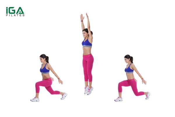 Bài tập HIIT workout Transverse Lunge to Power Skip