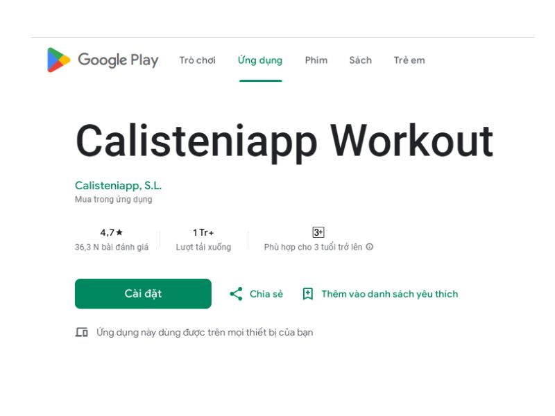 Ứng dụng tập calisthenics miễn phí Calisteniapp Workout