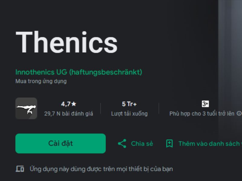 App tập calisthenics miễn phí Thenics Thenics