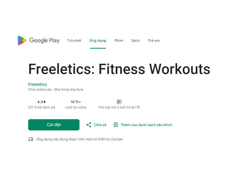 Ứng dụng tập calisthenics Freeletics Fitness Workouts