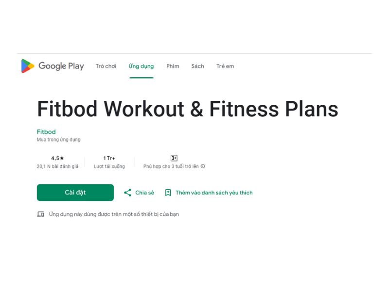 App tập calisthenics miễn phí Fitbod Workout & Fitness Plans