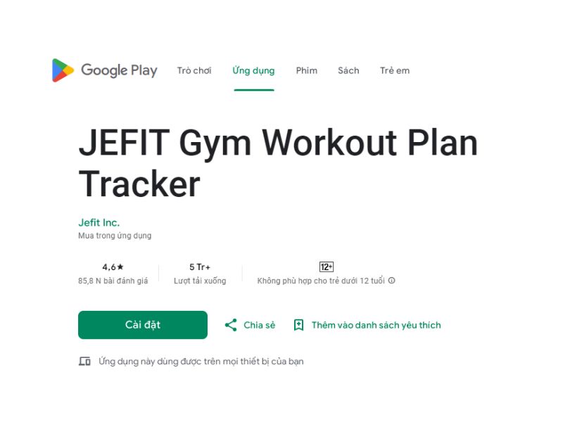 App tập calisthenics miễn phí JEFIT Gym Workout Plan Tracker