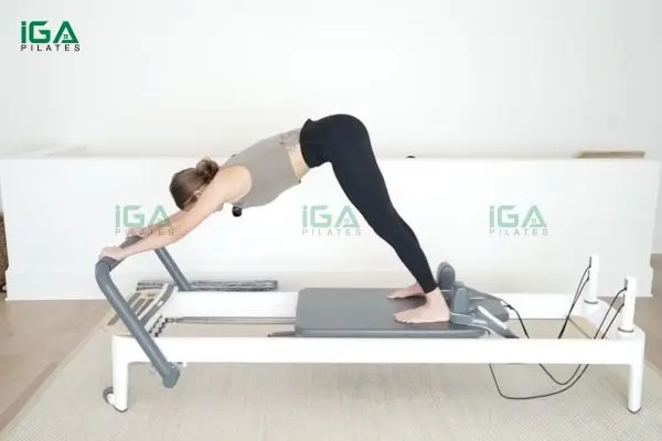 Hướng dẫn thực hiện bài tập Pilates Single Leg Elephant trên Reformer đúng kỹ thuật 5 Single Leg Elephant hỗ trợ giảm căng cơ lưng và cải thiện tư thế